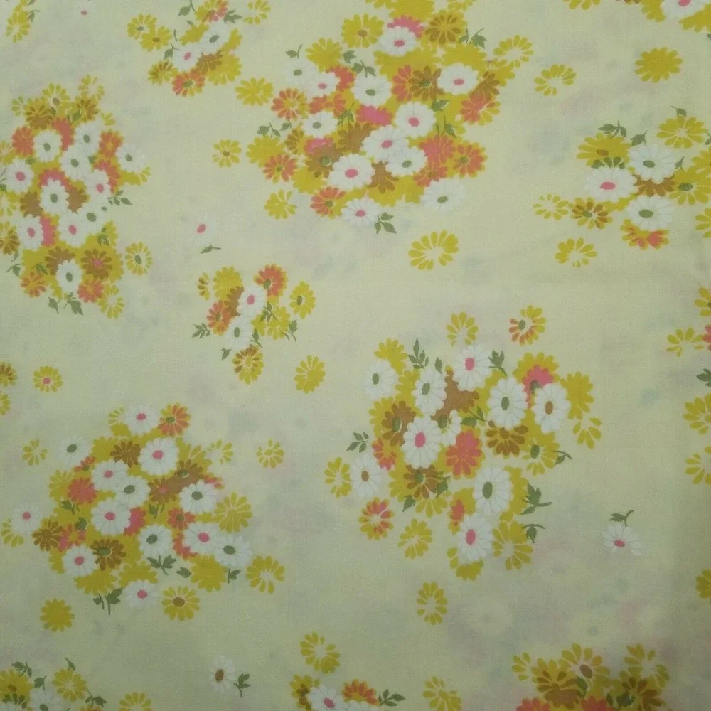 Vintage Miracale Yellow Floral Daisy Double Full Flat and Fitted‎ Sheet Set 70s